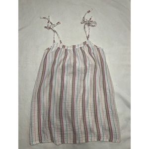 Sleeveless Cotton-Crepe Swim Cover-Up - Pink/White Stripe - Size M